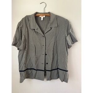 Talbots Women's Gingham Short Sleeve Button Up Shirt Size 16 Indiesleeze